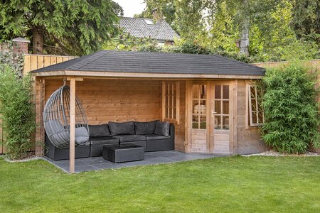 Blokhut Niklas met overkapping 575 x 250 x 259 cm - Tuinhuis