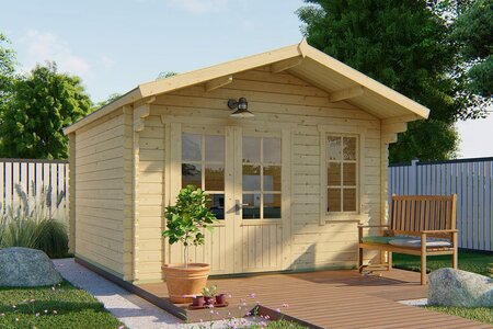 Blokhut Ulrik 380x380 cm + luifel 70 cm - Tuinhuis