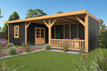 Overkapping Nijverdal Douglas 900 x 500 cm - Zwarte wanden