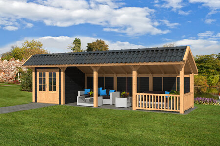 Kapschuur Bergen L, type 11 - 880 x 318 cm - Zwart gespoten Douglas