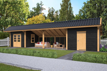 Kapschuur Bergen XL, type 12 - 1295 x 418 cm - Zwart gespoten Douglas