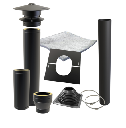 Rookgasafvoer voor saunakachel zwart gepoedercoat RVS316