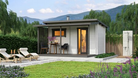 Terras en luifel Saunahuis Jakobstad - 372 x 180 cm 