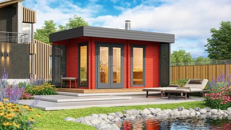 Saunahuis Inari - 372 x 208 cm - Wanddikte 40 mm 