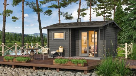 Saunahuis Juuka - 420 x 322 cm - Wanddikte 40 mm