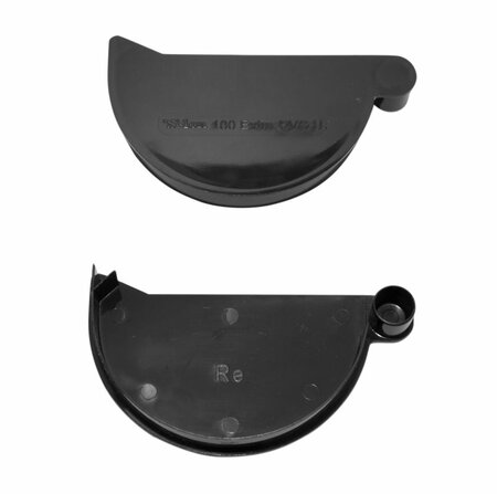 Dakgoot eindstuk rechts, kunststof zwart 100 mm