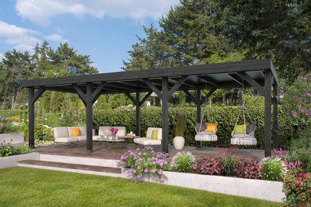 Overkapping Rijssen Douglas 900 x 400 cm - Zwart Geïmpregneerd