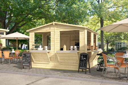 Houten kiosk Moose 303x294 cm – compacte kiosk met punt dak