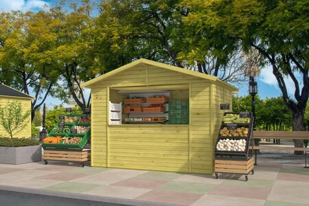 Houten verkoopkraam Dancer 299x197 cm – kiosk van geïmpregneerd hout