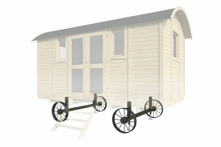 Wielenset 65 x 230 x 70 cm voor pipowagen (complete set 4 wielen, 2 assen)