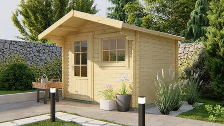 Blokhut Bjorn 300 x 260 x 245 cm + Luifel 80 cm - Tuinhuisje