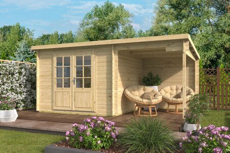 Blokhut Dora met overkapping 500 x 300 x 217 cm Geïmpregneerd - Tuinhuis