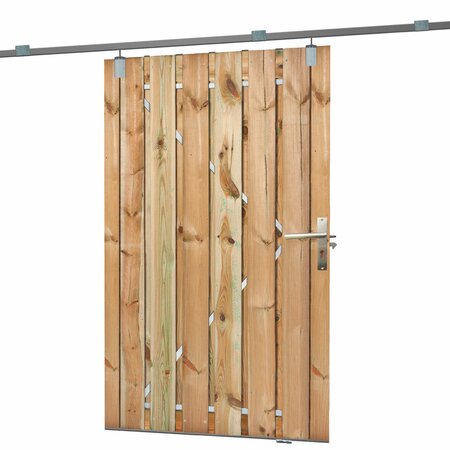 Tuinpoort schuifsysteem Grenen groen geïmpregneerd 130 x 195 cm