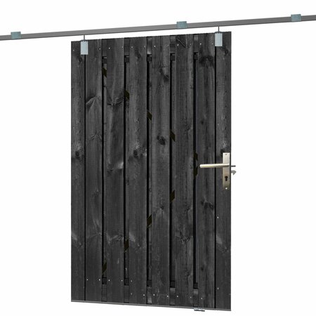 Tuinpoort schuifsysteem Zwart gespoten 130 x 195 cm