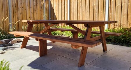 Picknicktafel Madrid 250 x 160 x 75 cm hardhout (8 personen) - Picknickset