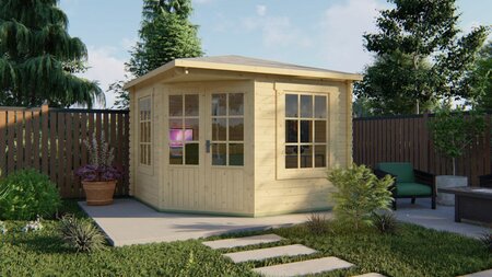 Blokhut Asmund 300 x 300 cm 5 hoekig - Tuinhuis 