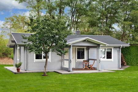 Blokhut Finn 1040 x 740+238 x 365 cm - Prefab Houten Woning - Luxe Chalet