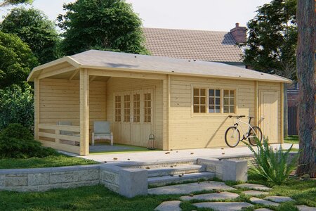 Blokhut Sibella met Overkapping 850 x 420 cm - Tuinhuis