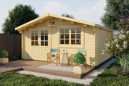 Blokhut Toledo 500 x 400 + luifel 40 cm - Tuinhuis