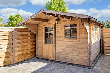 Blokhut Riho 320x320 cm + luifel 120 cm - Tuinhuis