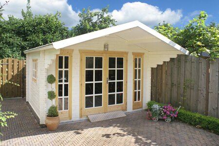 Blokhut Sören 380x380 cm + luifel 150 cm - Tuinhuis