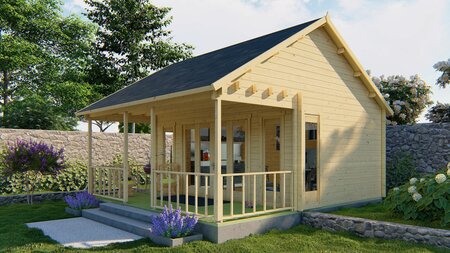 Blokhut Olaug 550 x 400 + 198 cm - Tuinhuis met veranda