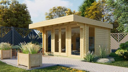 Blokhut Lory 415x330 cm + luifel 120 cm - Tuinhuis