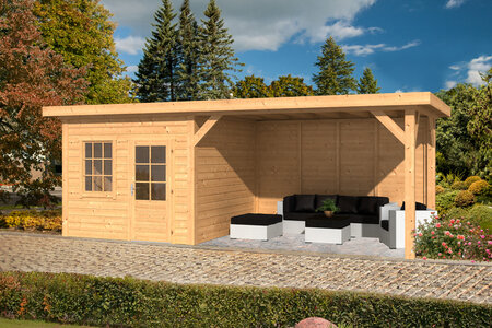 Overkapping Holten Douglas 740 x 350 cm - Blanke wanden