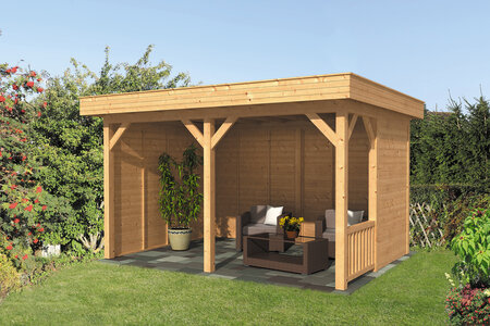 Overkapping Oslo L type 3 Douglas 470 x 371 cm - Blanke wanden incl. EPDM