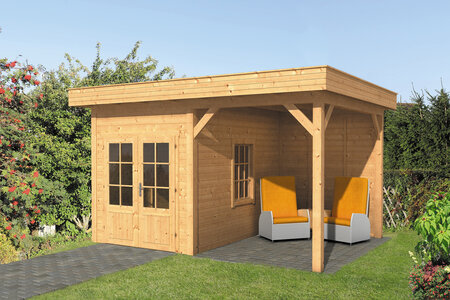 Overkapping Oslo L type 4 Douglas 470 x 371 cm - Blanke wanden incl. EPDM