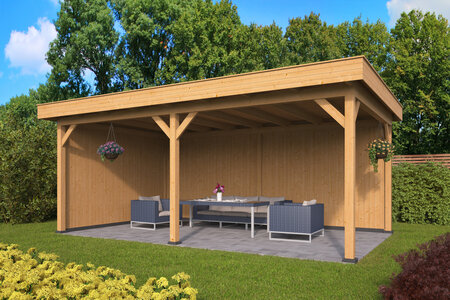 Overkapping Oslo XL type 2 Douglas 670 x 430 cm - Blanke wanden incl. EPDM