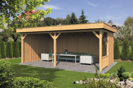 Overkapping Oslo XL type 3 Douglas 670 x 430 cm - Blanke wanden incl. EPDM