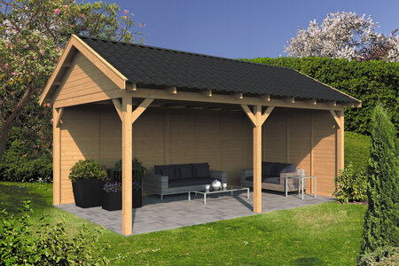Overkapping Hamar XL type 2 Douglas 675 x 445 cm - Blanke wanden