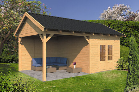Overkapping Hamar XL type 3 Douglas 675 x 445 cm - Blanke wanden