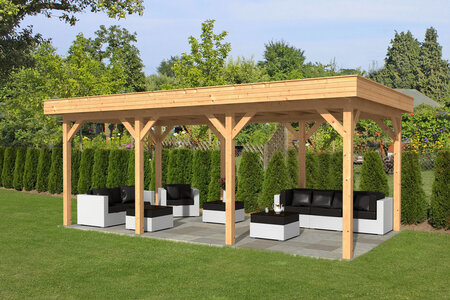 Overkapping Oslo L type 5 Douglas 682 x 371 cm - Blanke wanden incl. EPDM
