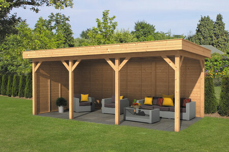 Overkapping Oslo L type 6 Douglas 682 x 371 cm - Blanke wanden incl. EPDM