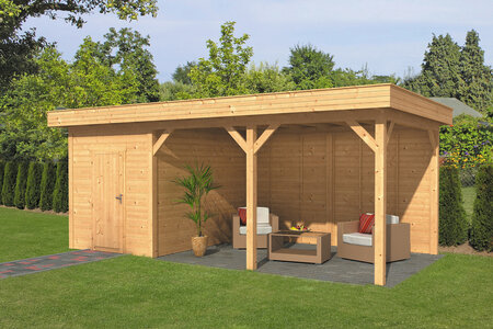 Overkapping Oslo L type 7 Douglas 682 x 371 cm - Blanke wanden incl. EPDM