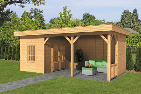 Overkapping Oslo L type 8 Douglas 682 x 371 cm - Blanke wanden incl. EPDM