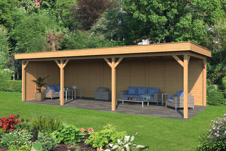 Overkapping Oslo XL type 6 Douglas 980 x 430 cm - Blanke wanden incl. EPDM