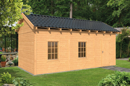 Overkapping Hamar L type 8 Douglas 690 x 395 cm - Blanke wanden
