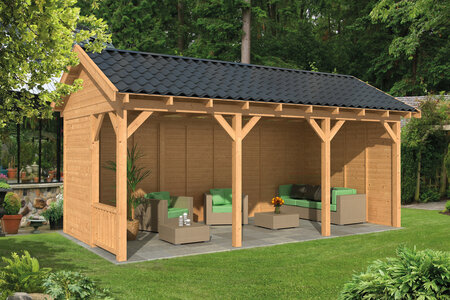 Overkapping Hamar L type 6 Douglas 690 x 395 cm - Blanke wanden
