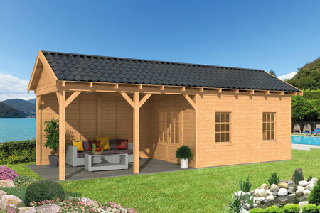 Overkapping Hamar L type 11 Douglas 900 x 395 cm - Blanke wanden