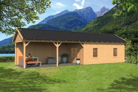 Overkapping Hamar XL type 11 Douglas 1300 x 445 cm - Blanke wanden