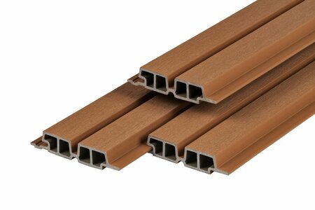 PuraTech 55 composiet dubbel profiel 3,3 x 17 x 290 cm teak fijne houtnerf