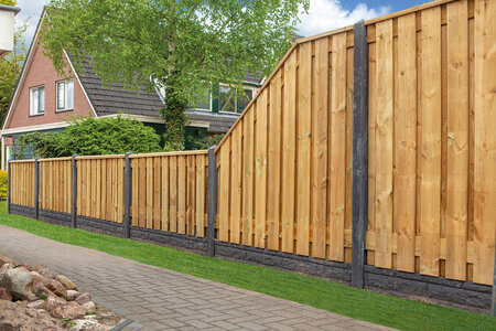 Tuinscherm Grenen groen geïmpregneerd 21-planks (19 + 2) Enschede 180/90 x 180 cm verloop