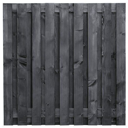 Tuinscherm Douglas zwart geïmpregneerd, fijn bezaagd 19-planks (17 + 2) Karin 180 x 180 cm
