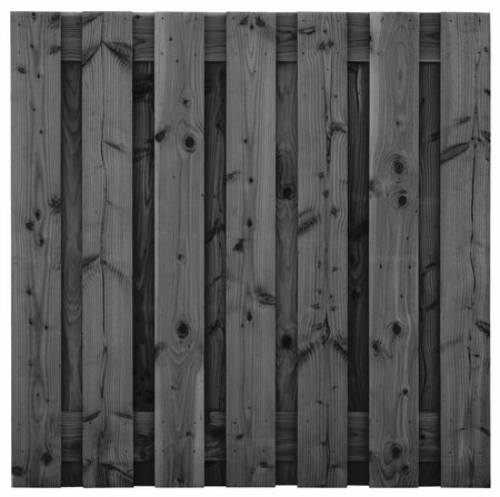 Tuinscherm Douglas zwart geïmpregneerd, fijn bezaagd 15-planks (13 + 2) Wolfsburg 180 x 180 cm