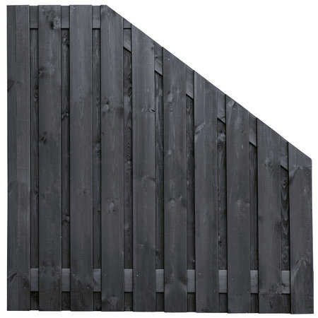 Tuinscherm Vuren zwart gespoten 21-planks (19 + 2) Stuttgart 180/90 x 180 cm verloop