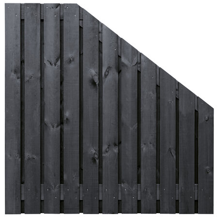 Tuinscherm Vuren zwart gespoten 23-planks (21 + 2) Dresden 180/90 x 180 cm verloop