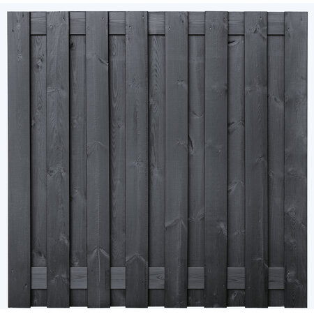 Tuinscherm Vuren zwart gespoten 17-planks (15 + 2) Hamburg 180 x 180 cm